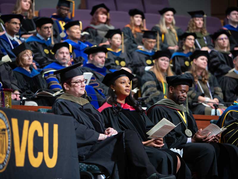 Commencement speaker Tiffani Bailey Lash, Ph.D., Scientific Initiative Leader, National Institute of Biomedical Imaging and Bioengineering, part of the National Institutes of Health, addresses the Class of 2025 at the VCU School of Pharmacy Hooding and Diploma Ceremony on May 9, 2025, at St. Paul’s Baptist Church North.